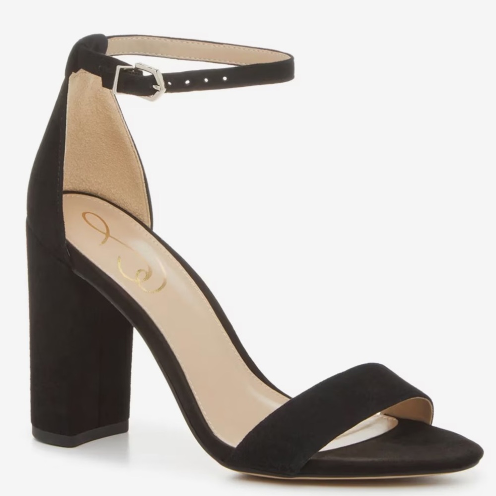 NIB Sam Edelman Yaro Block Heel Sandals Black Suede Size 8.5 Cocktail‎ Glam Prom
